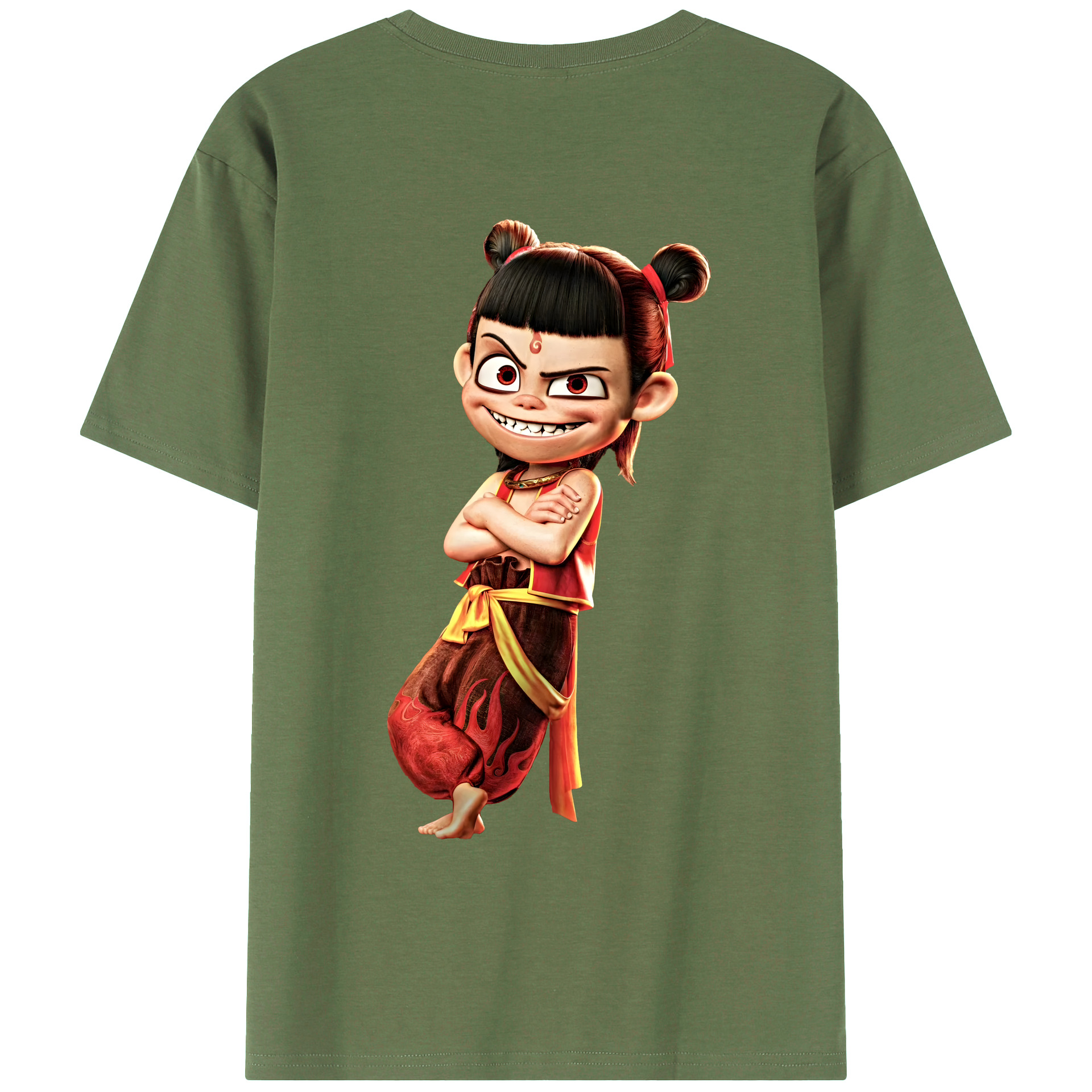 （画像用） Ne Zha 2 ナタ 魔童の大暴れ 綿100％ メンズ半袖Tシャツ（バックプリント） 通気性
